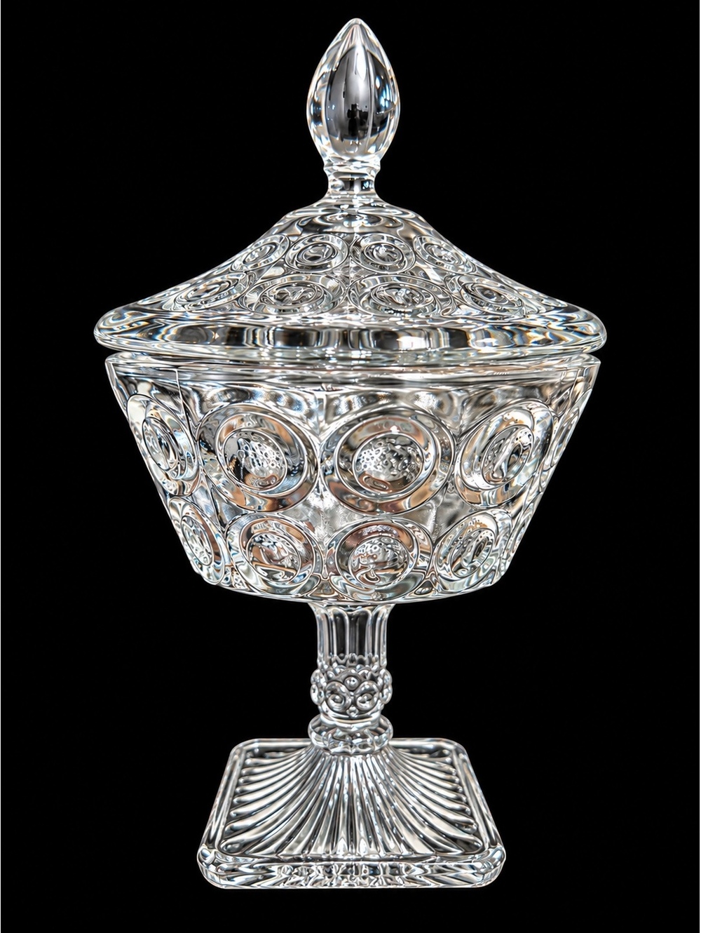 Vintage L.E. Smith Thousand Eye Compote Candy Dish Pedestal Clear Pressed Glass